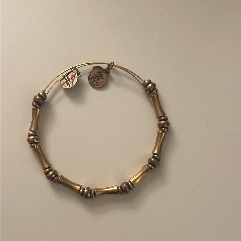 Alex and Ani Bamboo bead Gold Bangle Bracelet